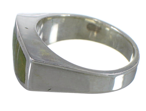 Southwest Turquoise Inlay Silver Ring Size 4-1/2 YX80346